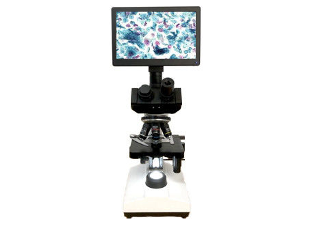 หน้าจอ LCD Lab กล้องจุลทรรศน์ชีวภาพ 10X 40X 6V 20W Monocular Light Microscope