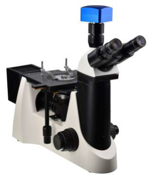 50X-1000X Inverted Metallurgical Microscope พร้อมกับฟิลเตอร์สีเหลืองสีเขียวสีน้ำเงินและโพลาไรซ์